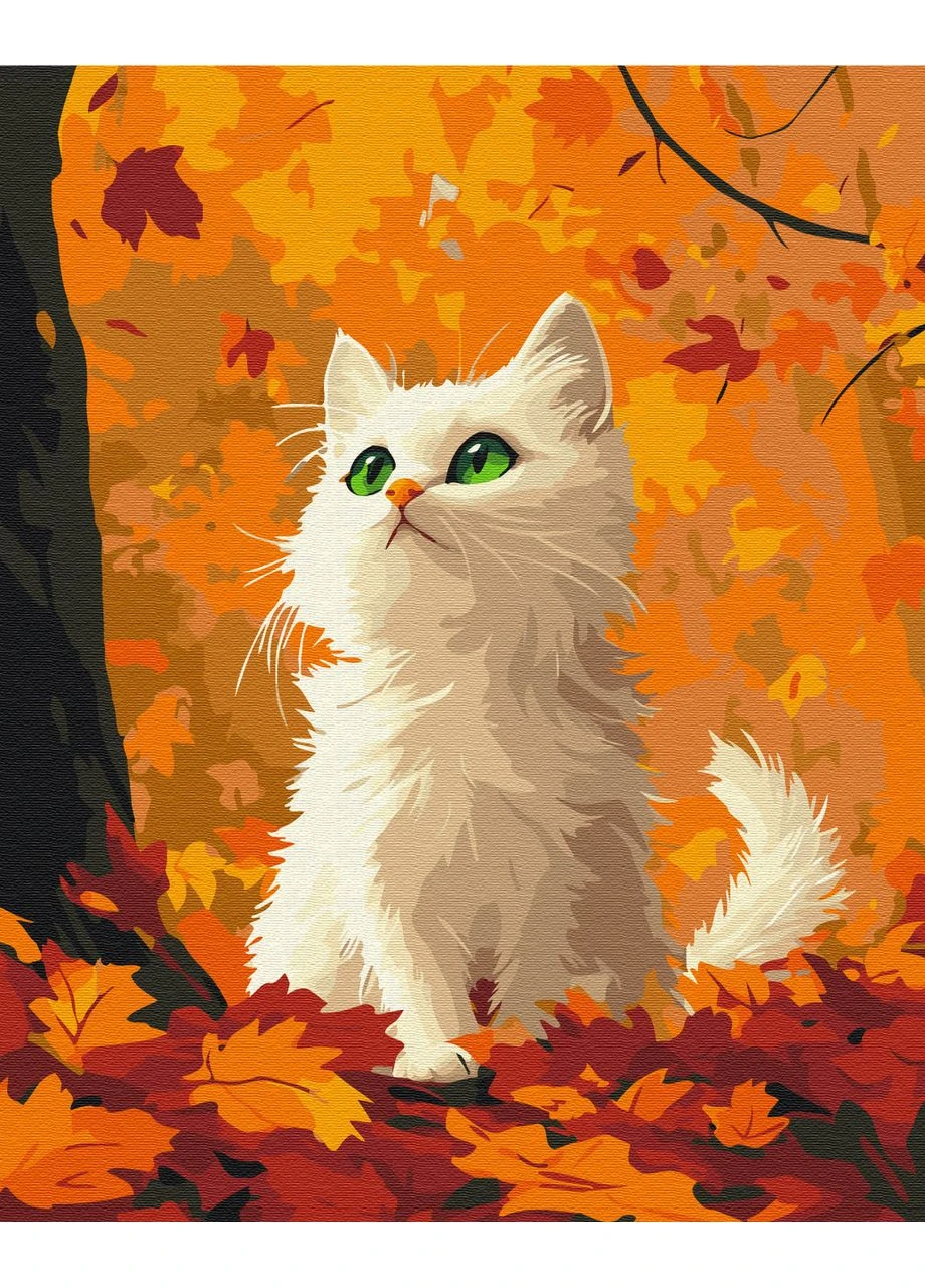 Картина за номерами 40x50 см "Кішка в опале листя" BS54180 Brushme (377279807)