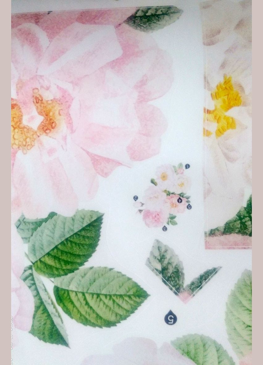 Виниловые наклейки на стену Пионы розовые с белым (лист 30 х 90 см) Б53-16 No Brand (302243068)