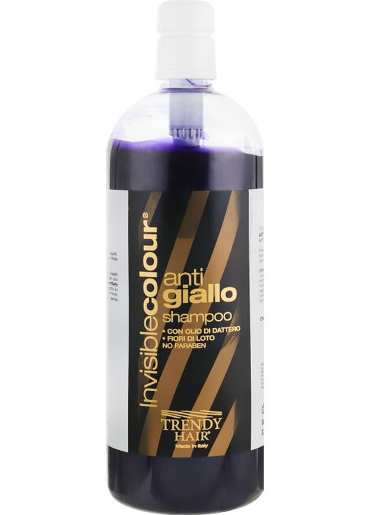Шампунь для волосся з антижовтим ефектом для освітленого волосся Invisible Color Anti Yellow Shampoo 1000ml (739485-87337) Trendy Hair (368629683)