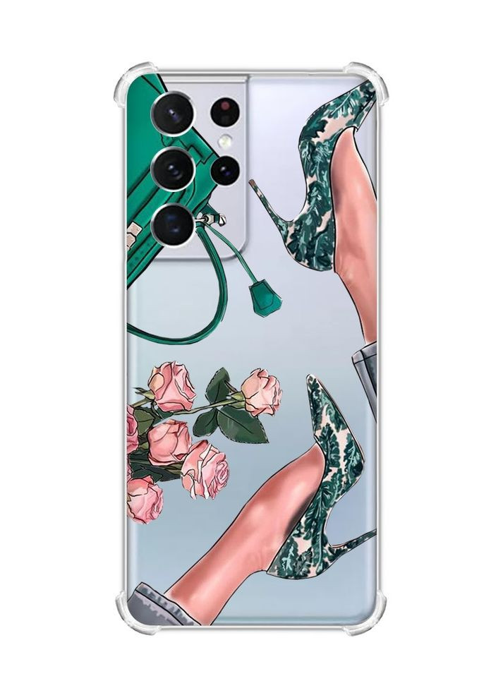 Чохол з потовщеними кутами на Samsung Galaxy S21 Ultra:: Туфельки і квіти (принт 225) Creative (359482382)
