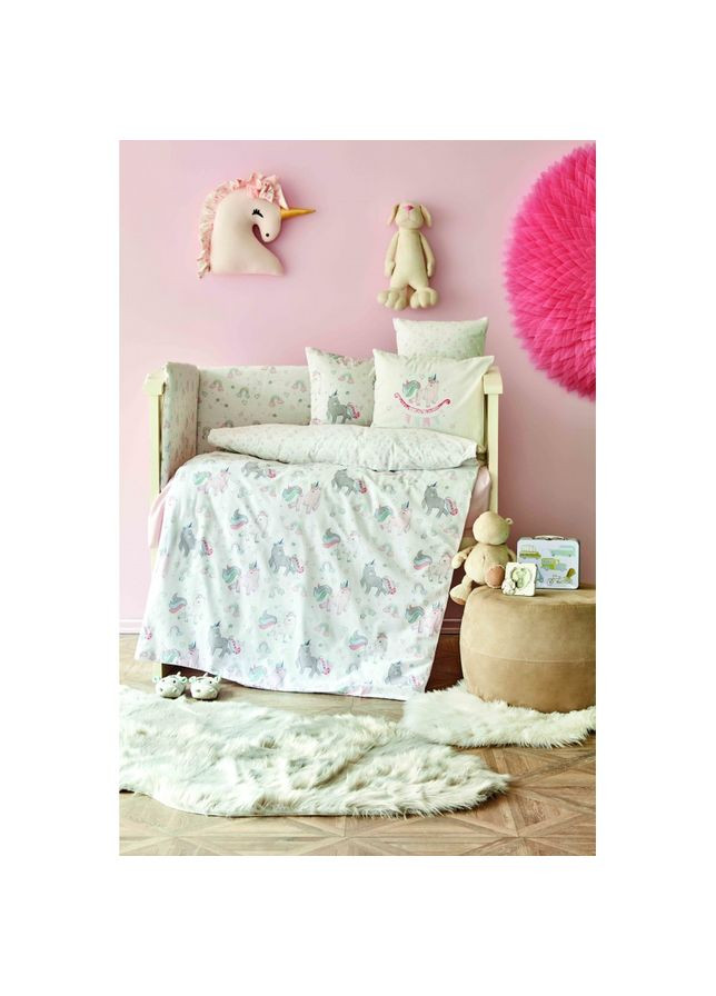 Детский набор в кроватку для младенцев Digna pembe розовый (10 предметов) Karaca Home (275393239)