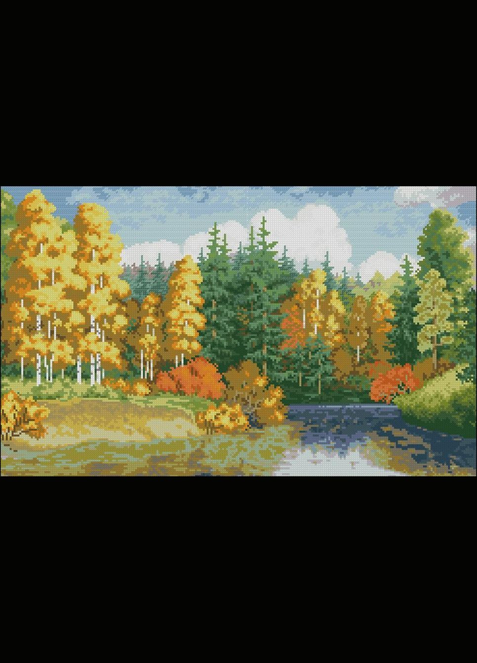 Набор для вышивки крестиком. Размер: 37*23 см Золотая осень Лоскуток (315353136)