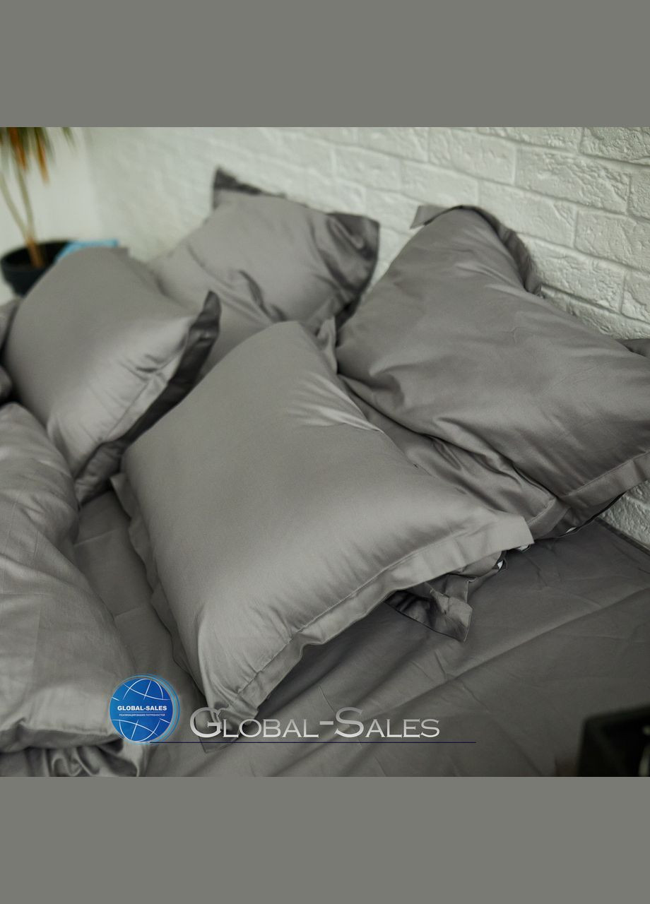 Сатинова Гладка Сіра постільна постільна білизна 160*220см Calipso (308071600)