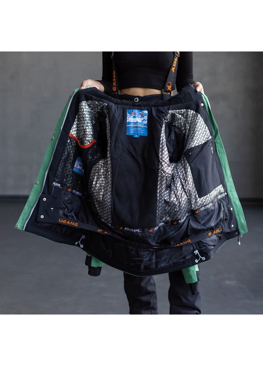 Зелена зимня жіноча термокуртка гірськолижна повсякденна сноубордична Aolugang куртка лижна