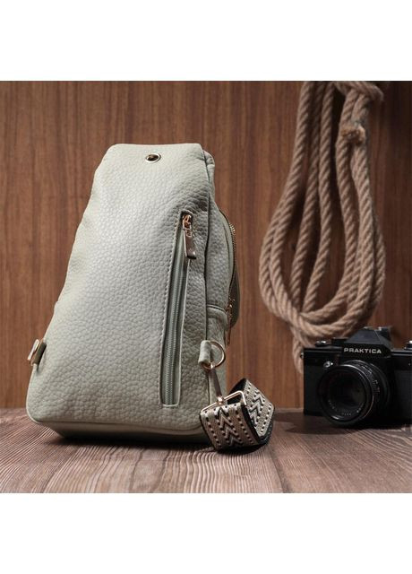 Сумка слінг через плече жіноча з екошкіри для телефону та для документів середня Фісташковий 38982 Vintage (351403622)