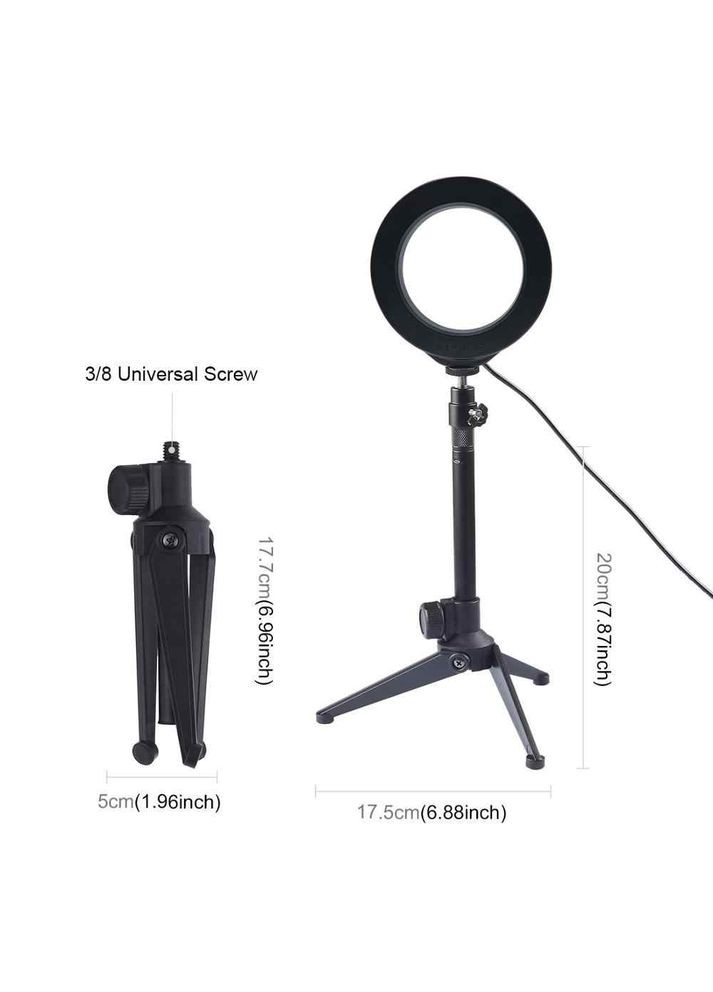 Кольцо Фото Лампа 12см с Штативом Триподом Подсветка Кольцевая для Блогера ST-CC12 Clefers (300694618)