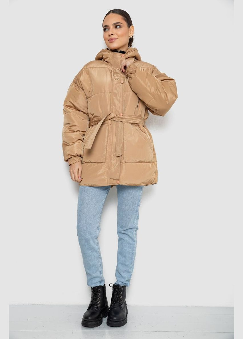 Бежева демісезонна куртка жіноча демісезонна з поясом Ager