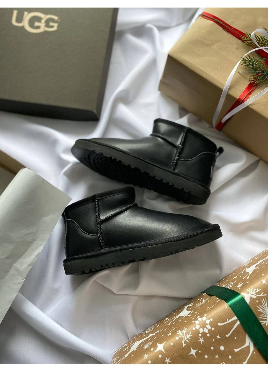 Черевики зимові UGG Ultra Mini Black Leather (373679945)