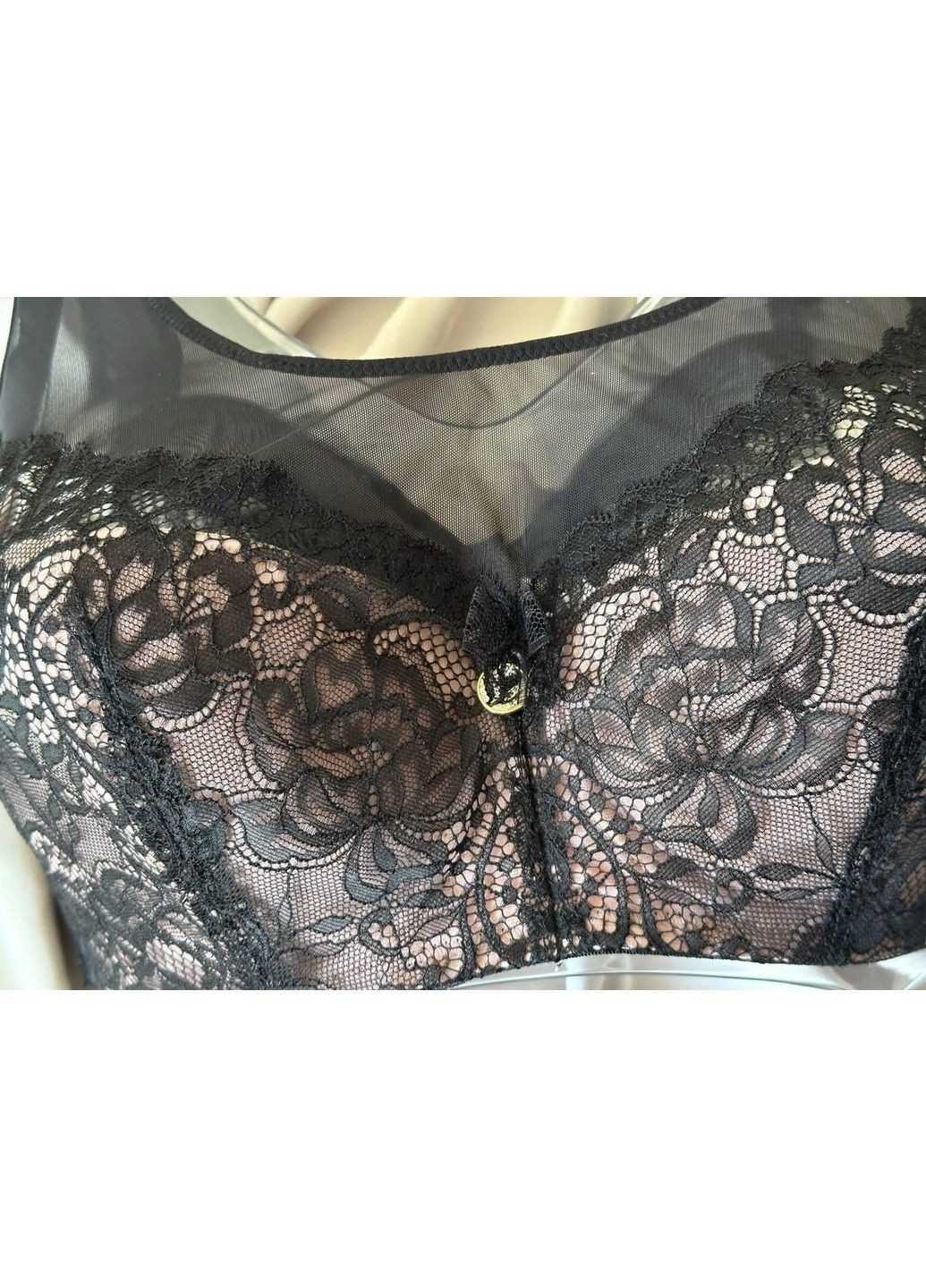 Чёрный бюстгальтер на косточках 1103 черно-бежевый Lanny Mode