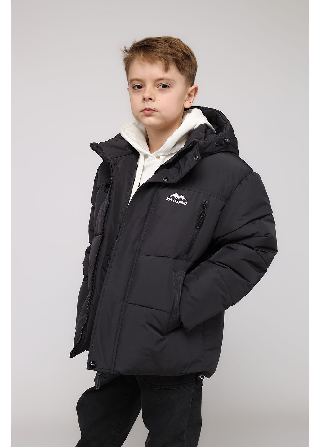 Темно-сіра зимня куртка для хлопчика колір темно-сірий cb-00280230 Yuki