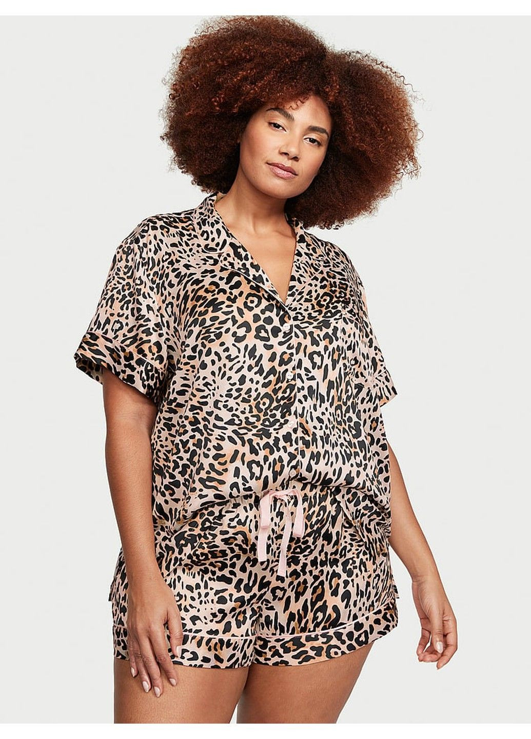 Комбінована всесезон піжама satin short pajama set leo Victoria's Secret