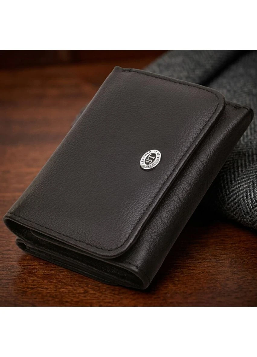 Гаманець для жінок з натуральної шкіри горизонтального формату ST Leather Чорний Верховинка 22722 (398293561)