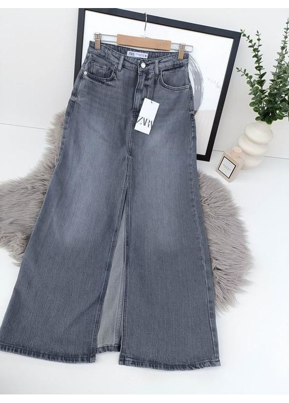 Джинсова спідниця z1975 міді з розрізом Zara (360895139)