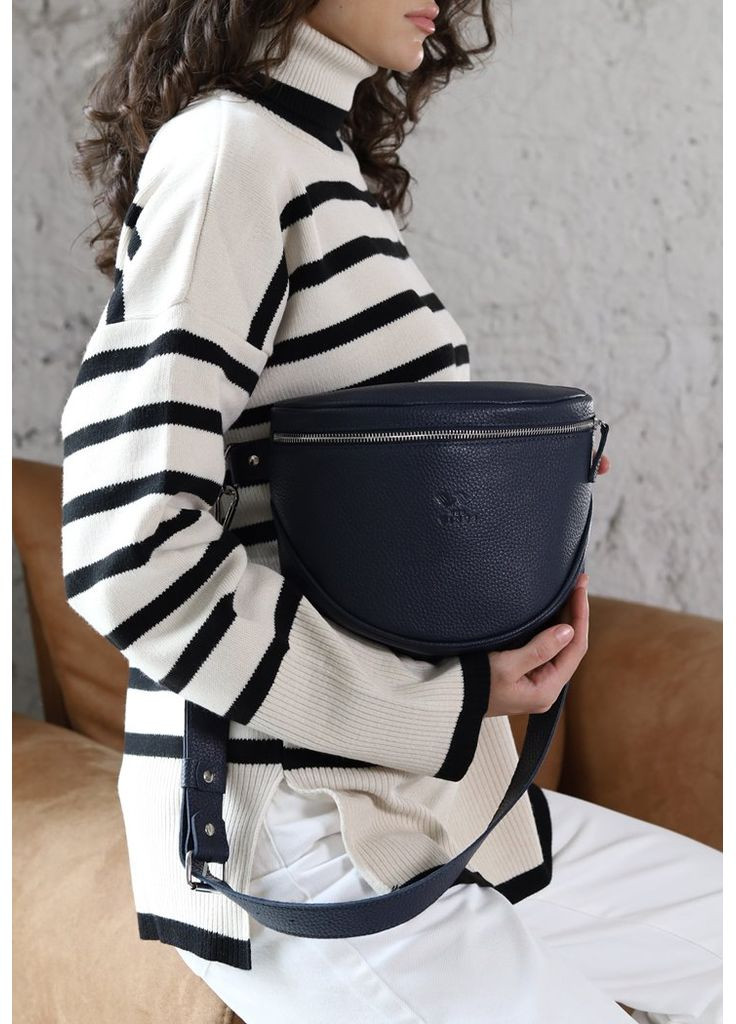 Кожаная сумка поясная-кроссбоди Vacation темно-синяя флотарь The Wings (348359002)