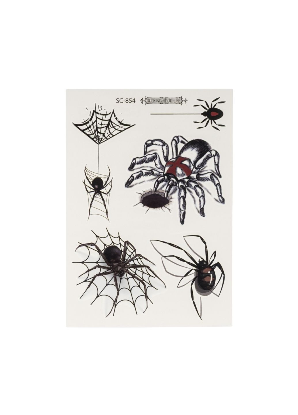 Набір тимчасових тату «Павуки» колір різнокольоровий CB-00285399 No Brand (361855643)