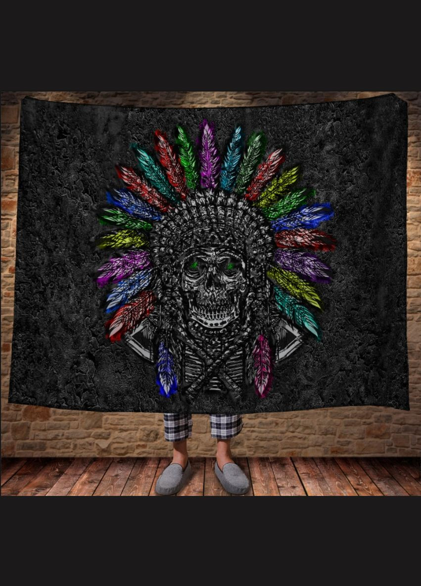 Плед з 3D принтом Індіанський череп Перша Креативна мануфактура PERFECTUS Плед (301868678)