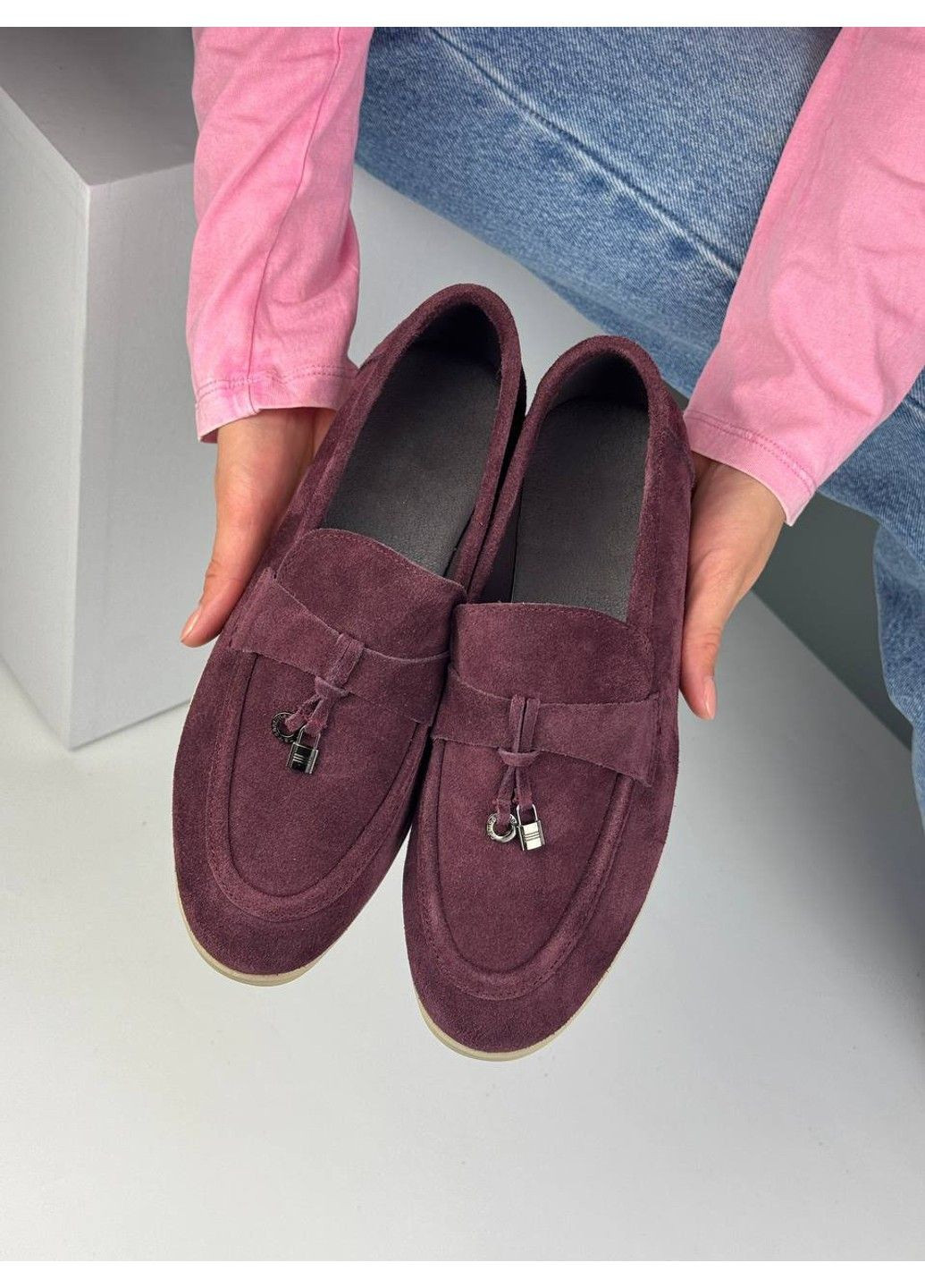 Hengji 408 Лоферы Замшевые Бордовые с украшением бордовый з натуральная замша, китай — демисезон (335365740)