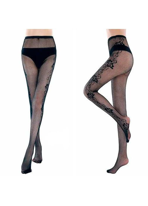 Колготки с узором "Роза" One size Черный K000680 No Brand (366888148)