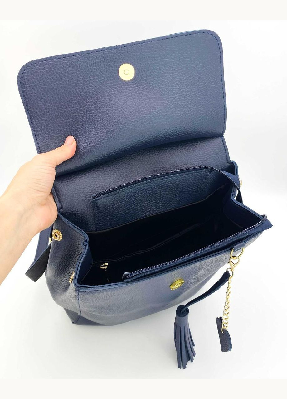 Жіночий рюкзак-сумка на два відділення з екошкіри «Серце» синього кольору WeLassie (298570093)