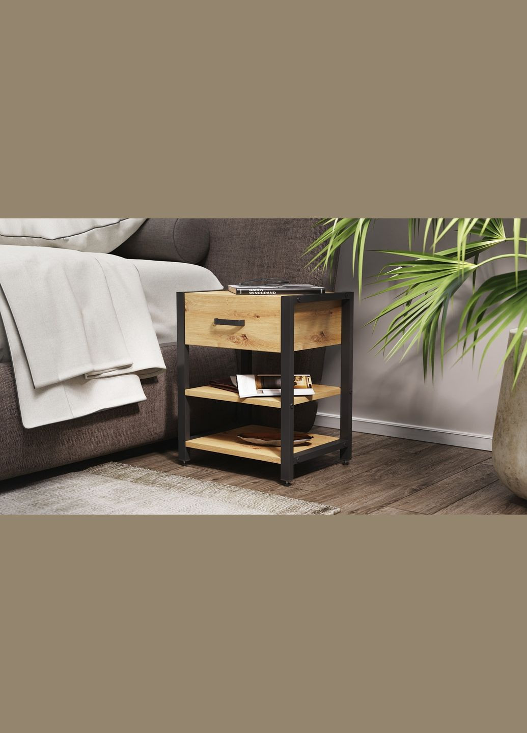 Тумба універсальна Вів'єн 1/2 50x41x40 чорний ДСП Дуб Артізан 16мм (FRD-104123) Ferrum-decor (353501671)