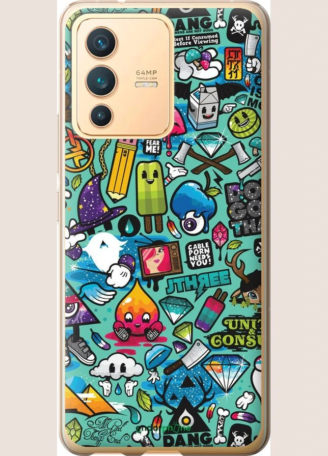 Чехол на Vivo V23 Стикер бомбинг 1 "693u-2642-70447" Endorphone (339880790)