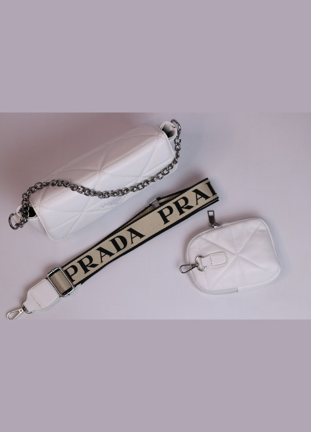 Жіноча сумка Prada white, женская сумка, Прада білого кольору No Brand (307925551)