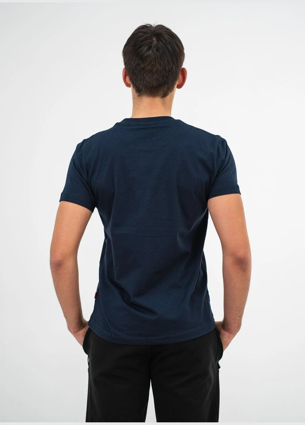 Темно-синяя футболка мужская с коротким рукавом Hugo Boss Logo Label Patch
