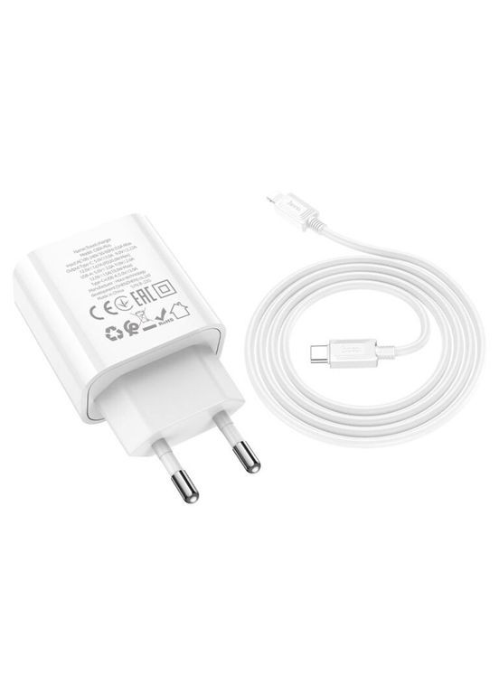 Сетевое зарядное устройство с кабелем PD20W+QC3.0 charger set(C to iP) White (6931474779892) Hoco C80A Plus Rapido (372680789)
