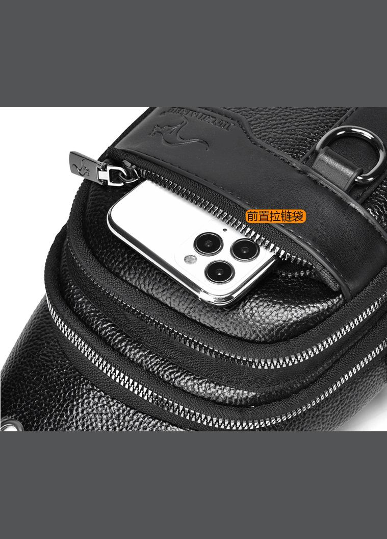 Чоловічі сумки слінг на груди Кенгуру екокожа чорна (sku_1692) No Brand (346078126)