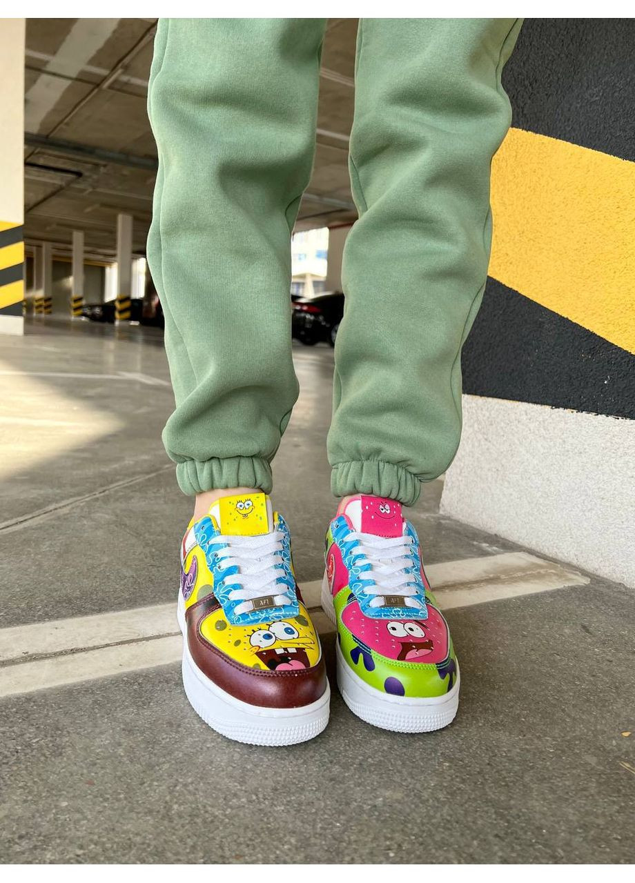 Комбіновані Осінні кросівки чоловічі nike nk air force low spongebob найк аір форсе No Brand