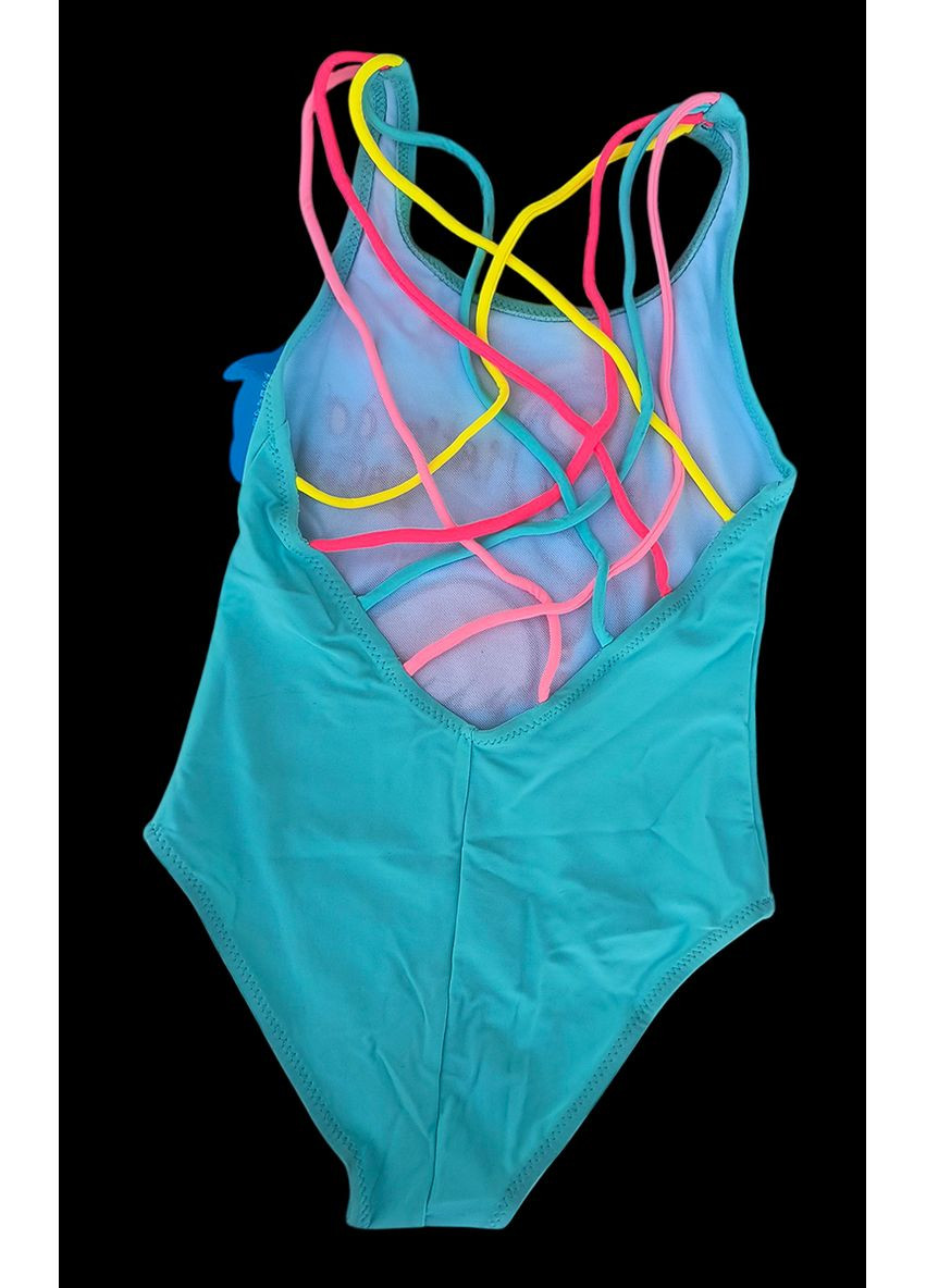 Блакитний демісезонний купальник терес для дівчинки "фламінго". суцільний Teres суцільний