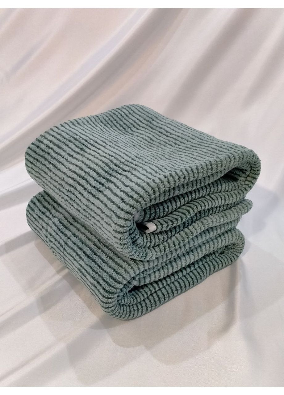 Рушники банні з мікрофібри, розмір 70*140 Solafa смужка смарагдовий