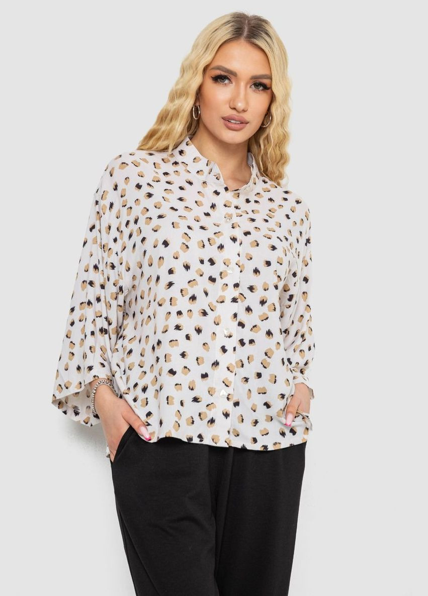 Молочна сорочка жіноча вільного крою з принтом, колір чорний, Ager