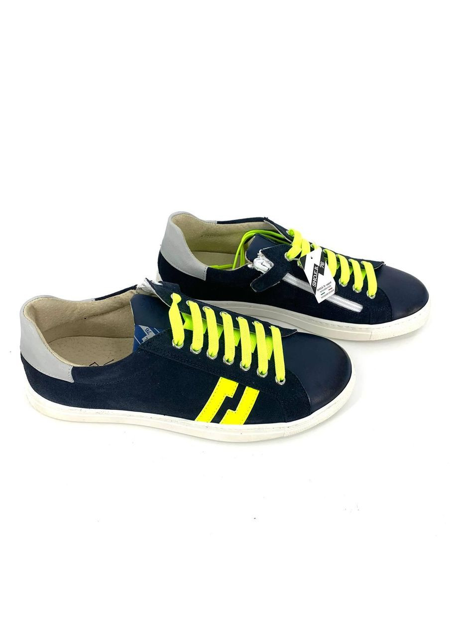 Синій кеди, арт. 1711-т6, сині/лимон, 100% шкіра, італія, р. SHO.E.B.76