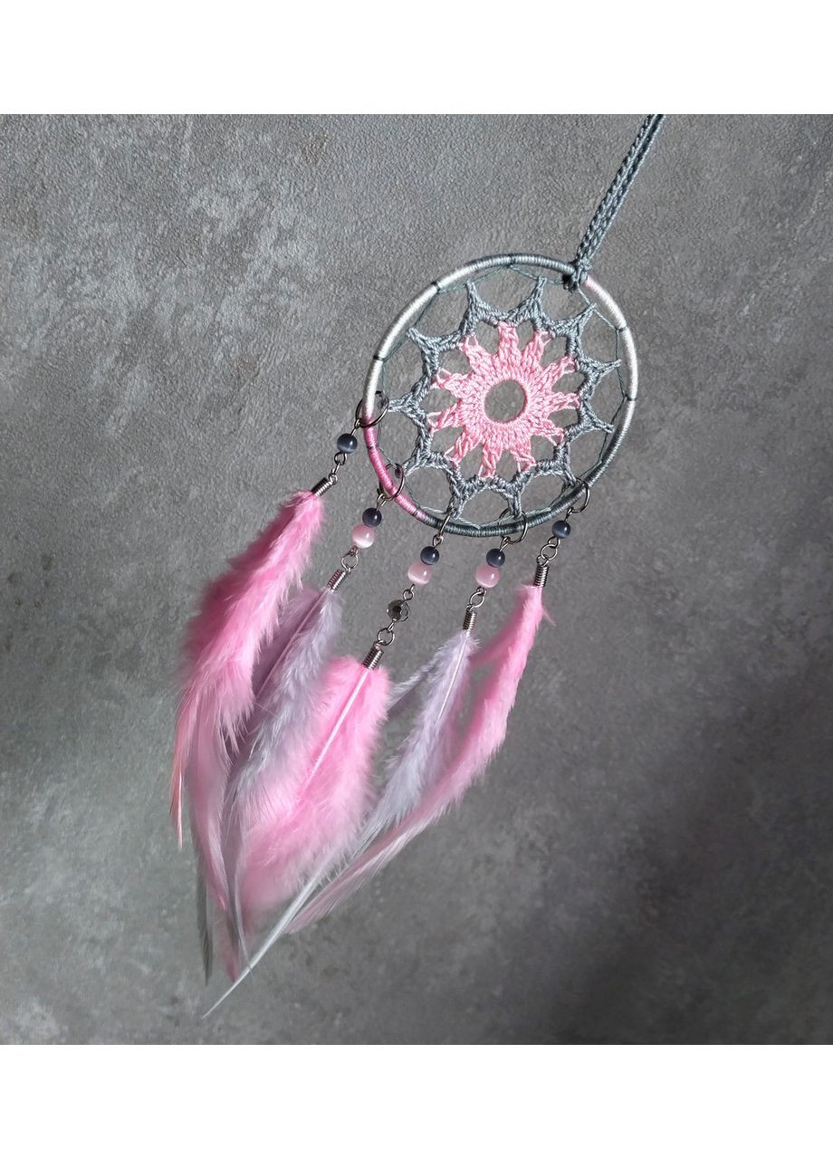 Мини/Авто-ловец снов "Розовая дымка". Оберег-подвеска в машину. Амулет на зеркало заднего вида Dream Studio (363057545)