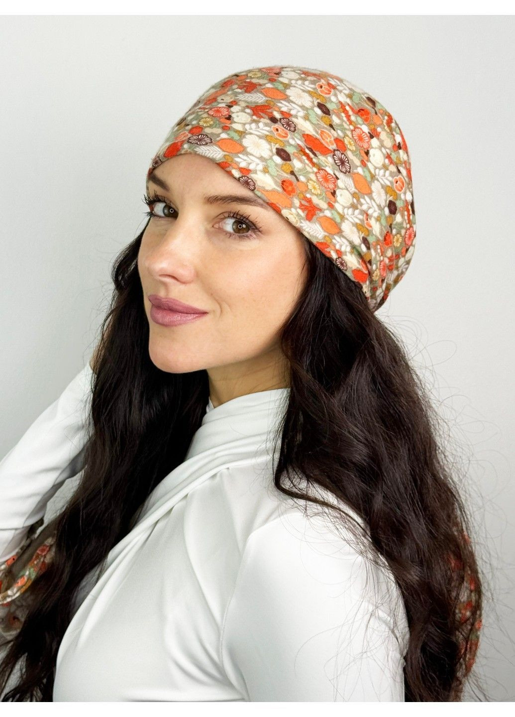 Бандана с имитацией платка с кисточками с кашемиром осенний принт BANDANA QUEEN (371996426)