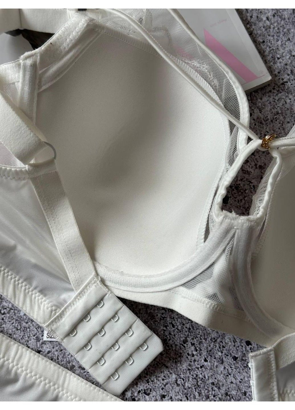 Білий комплект нижньої білизни на чашку d бюстгальтер + трусики білий CHLX