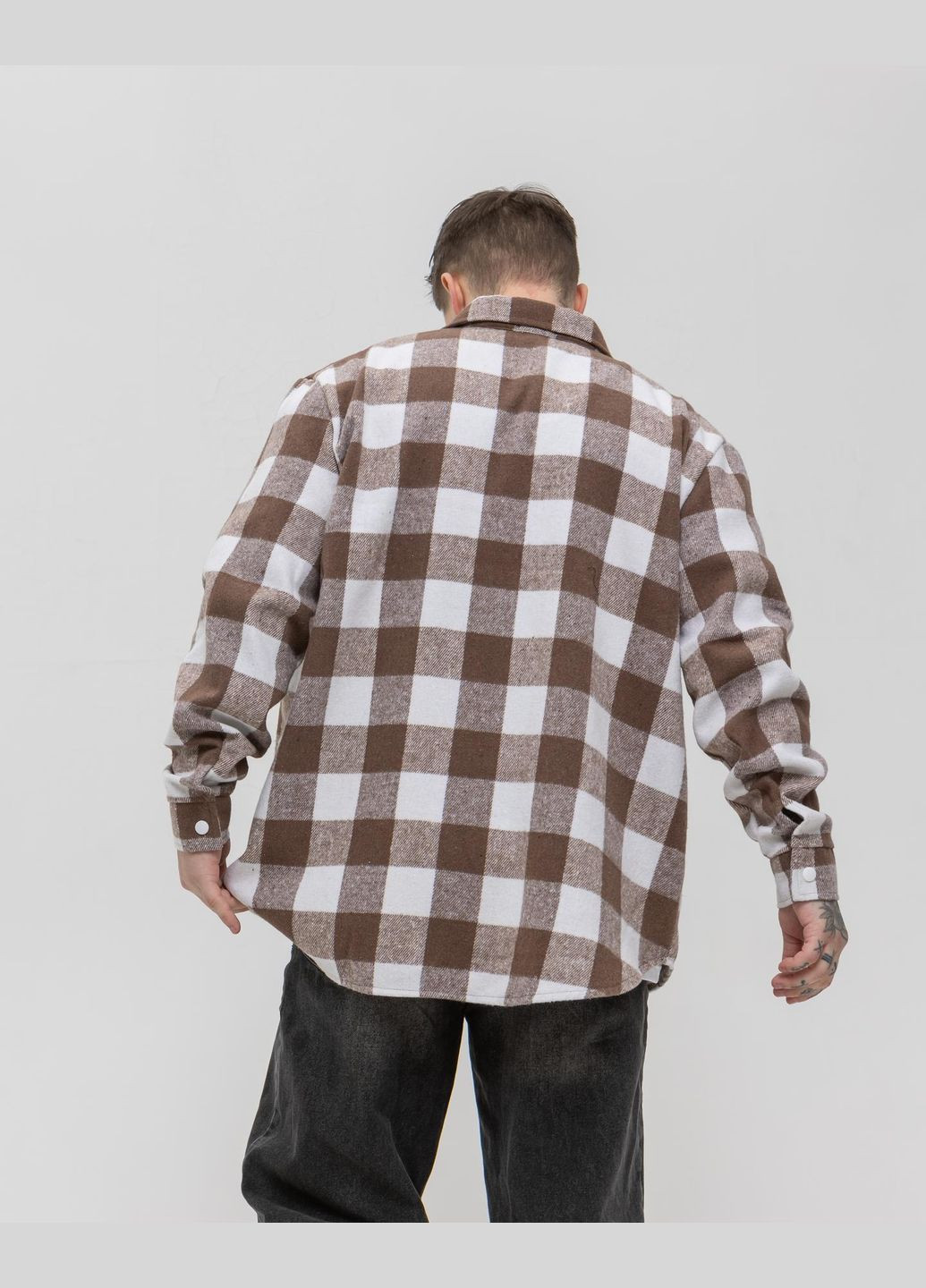 Коричневая повседневный рубашка в клетку No Brand