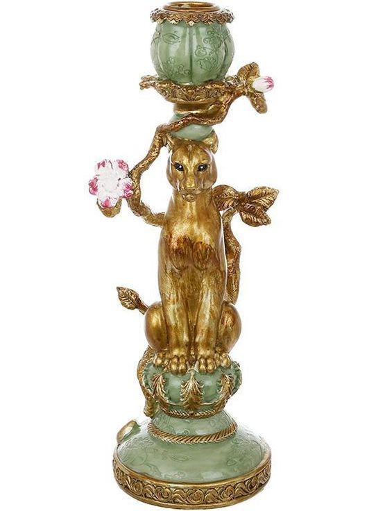 Свічник декоративний "Золота Пантера" 26см, полістоун з кольоровою емаллю Bona (339780071)