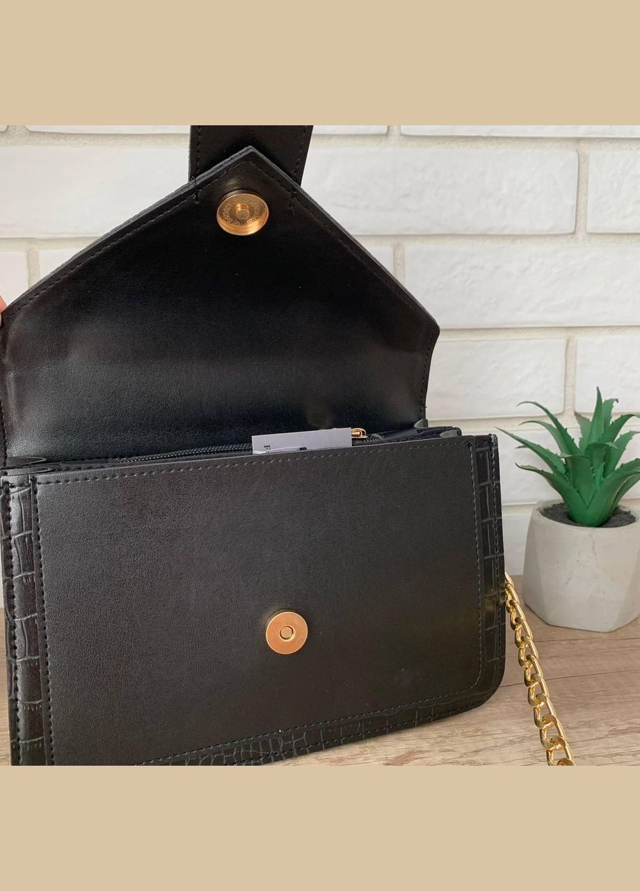 Маленькая женская сумочка клатч под рептилию на цепочке Золото No Brand (298997458)