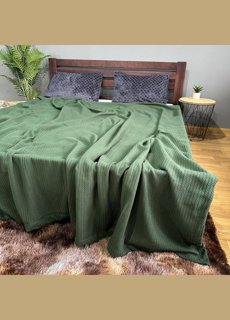 Покривало Косичка Євро 220х240 Бавовняне Смарагдовий No Brand (316706126)