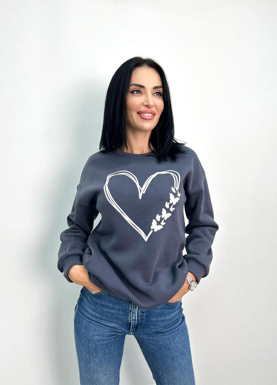 Графітовий утеплений світшот із принтом Fashion (360603274)