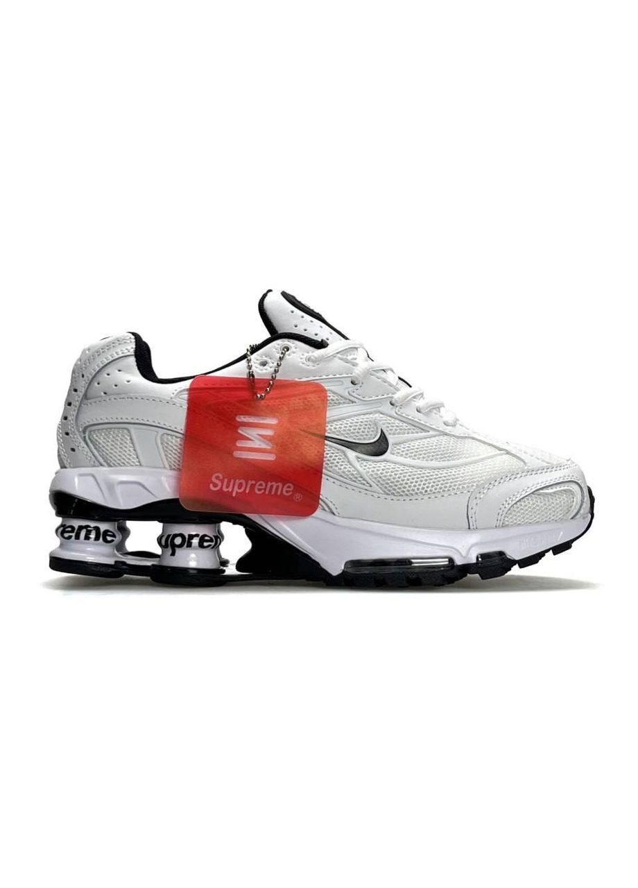 Белые демисезонные кроссовки мужские nike x No Brand Supreme Shox Ride 2 SP White Black