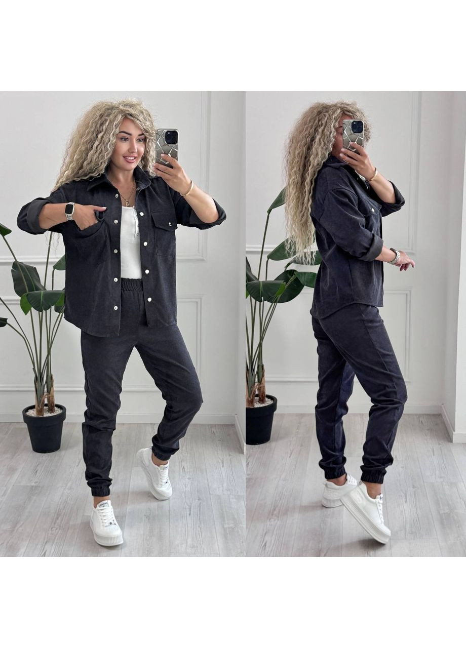 Костюм мікровельвет штани Джогери та сорочка на кнопках Україна (353378544)