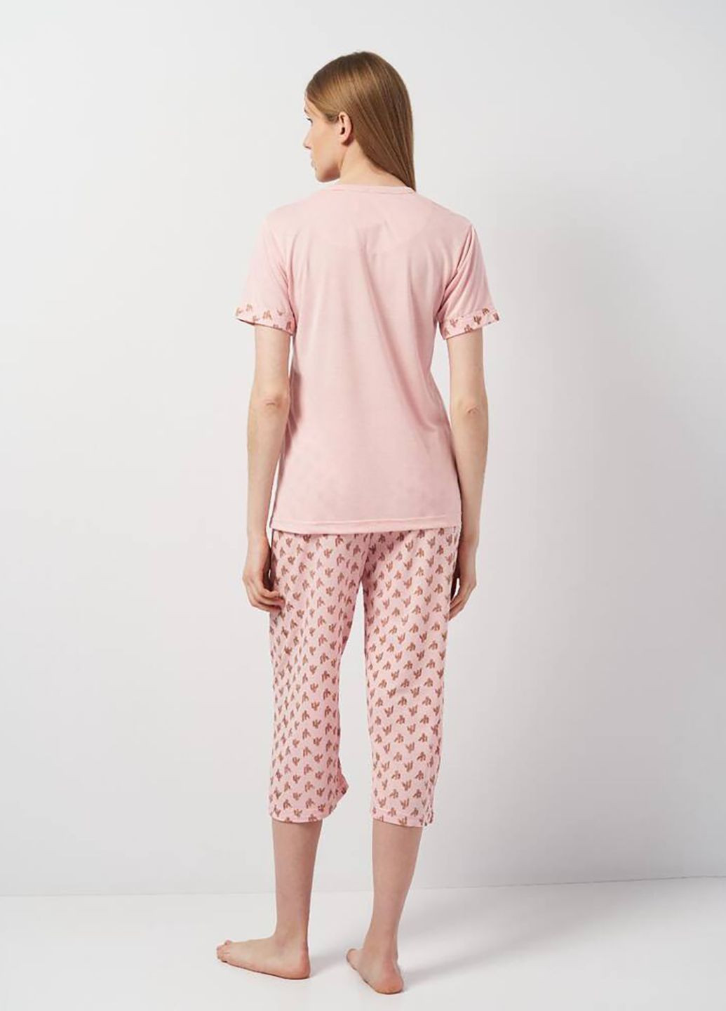 Розовая всесезон пижама футболка + бриджи LINDROS