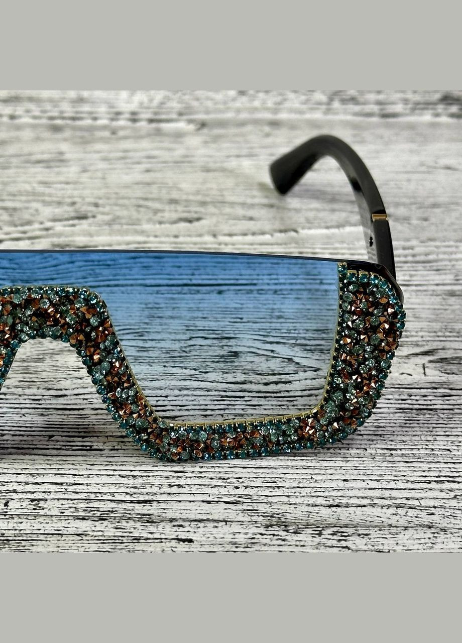 Роскошные женские очки солнцезащитные голубой градиент в шикарных камнях. LIGHT (315889529)