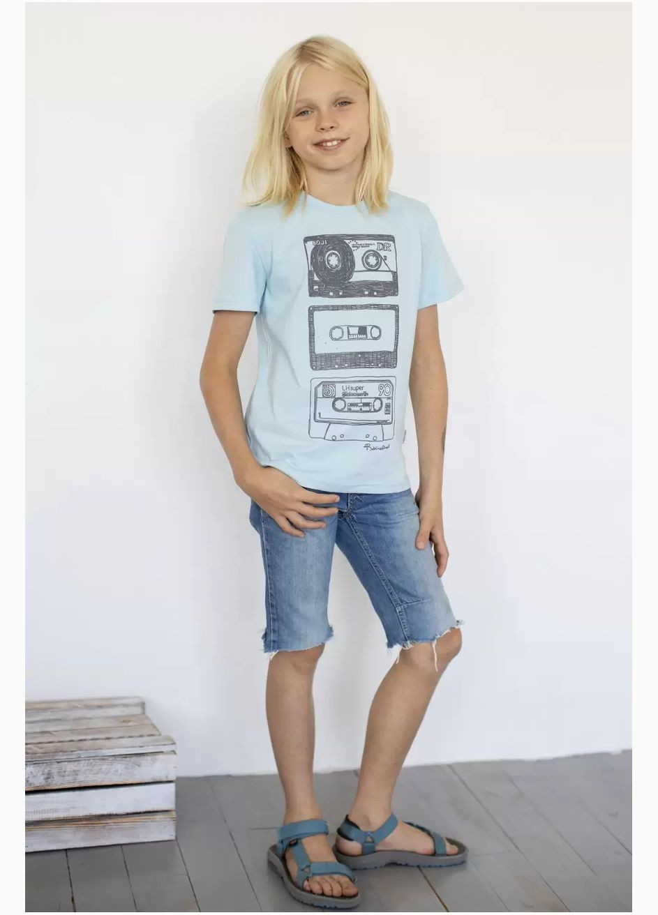 Блакитна літня футболка для хлопчика касети р.152 Robinzone