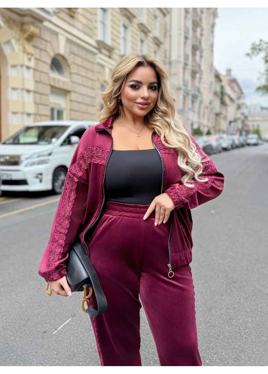 Бархатный костюм с кружевом (размерная сетка в описании) DK/DL Мода без кордонів (362188948)