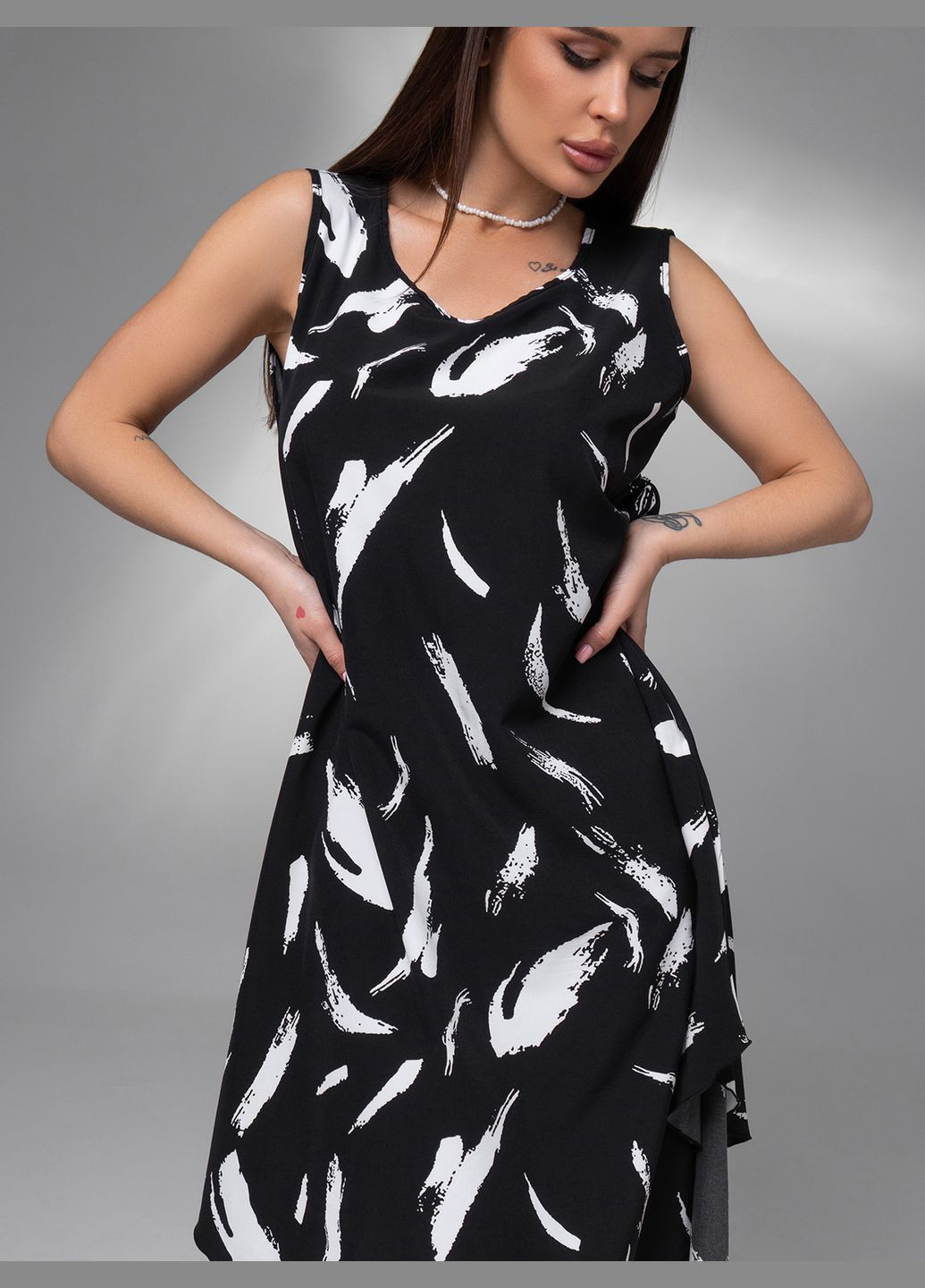 Чорна повсякденний сукні ISSA PLUS з абстрактним візерунком
