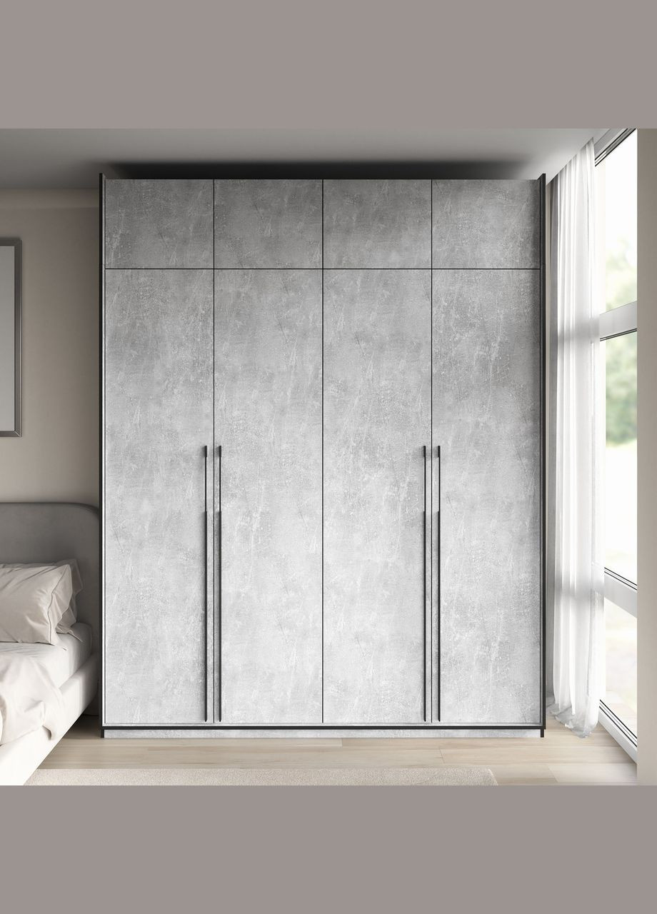 Шафа розпашна на 4 дверки з полицями, штангою, антресоллю та двома парами шухляд R-0020 від MORELI (335423541)